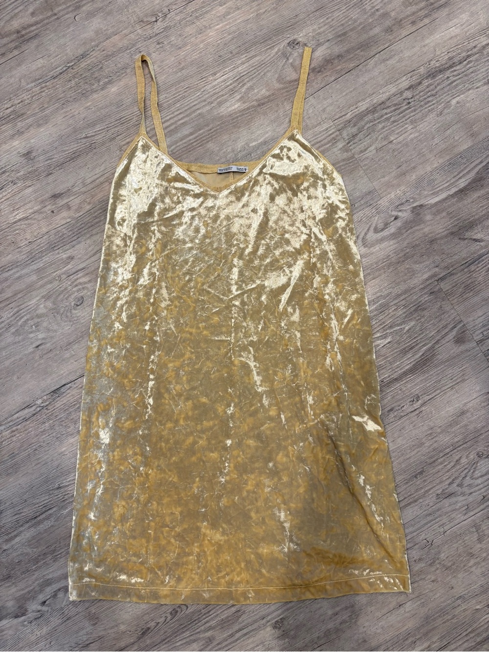 Zara Gold Velvet Slip Dress